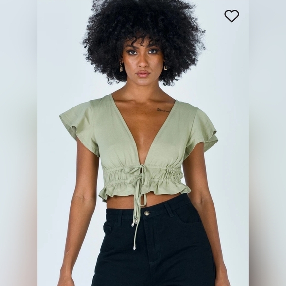 Princess Polly Tops - Jamison Reid Crop Top in Khaki Size 0